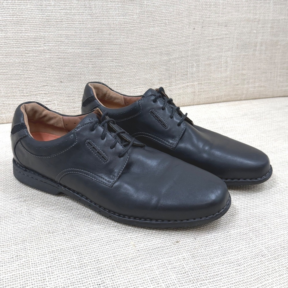 Clarks 1825 Mens Black Leather Derby Oxford Shoes 26102530 Size 15M